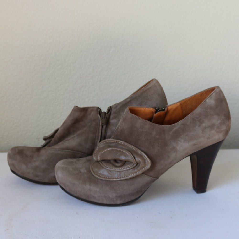 Gray Heeled Ankle Booties